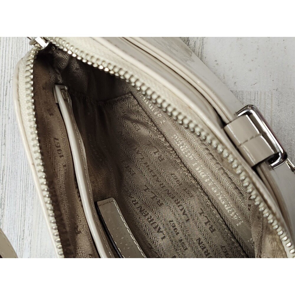 R.L.L Lauren Ralph Lauren Crossbody Bag Cream Small Leather Classic Purse - Picture 11 of 16